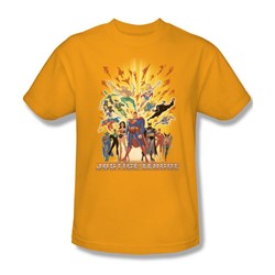 Justice League - United Adult T-Shirt In Gold