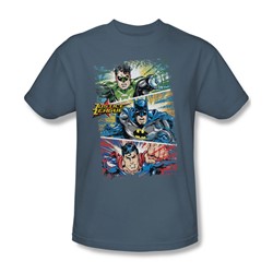 Justice League - Action Frames Adult T-Shirt In Slate