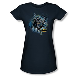 Justice League - Batman Collage Juniors T-Shirt In Navy