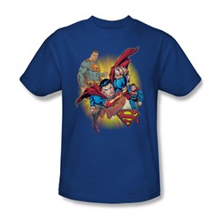 Justice League - Superman Collage Adult T-Shirt In Royal Blue
