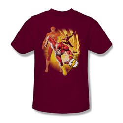 Justice League - Flash Collage Adult T-Shirt In Cardinal