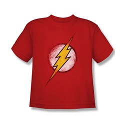 Justice League - Destroyed Flash Logo Big Boys T-Shirt In Red