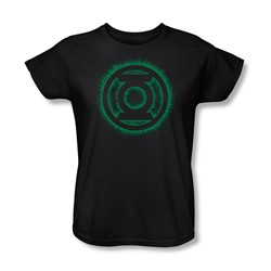 Green Lantern - Green Flame Logo Womens T-Shirt In Black