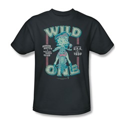 Betty Boop - Wild One Adult T-Shirt In Charcoal