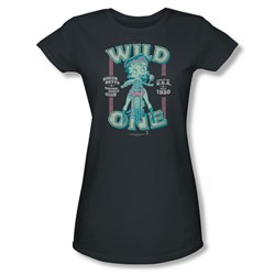 Betty Boop - Wild One Juniors T-Shirt In Charcoal