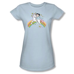 Betty Boop - Unicorns And Rainbows Juniors T-Shirt In Light Blue