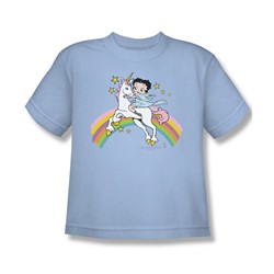 Betty Boop - Unicorns And Rainbows Big Boys T-Shirt In Light Blue