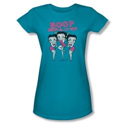 Betty Boop - The Boops Have It Juniors T-Shirt In Turquoise
