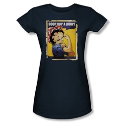 Betty Boop - Boop Power Juniors T-Shirt In Navy