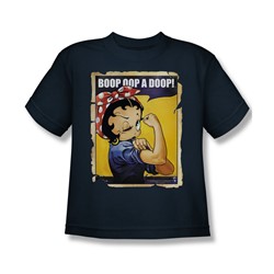 Betty Boop - Boop Power Big Boys T-Shirt In Navy
