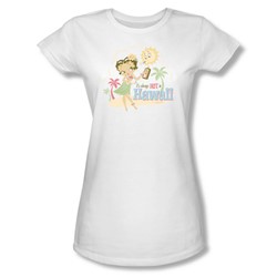 Betty Boop - Hot In Hawaii Juniors T-Shirt In White