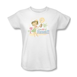 Betty Boop - Hot In Hawaii Womens T-Shirt In White