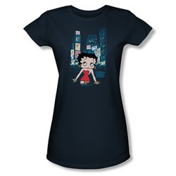 Betty Boop - Boop Square Juniors T-Shirt In Navy