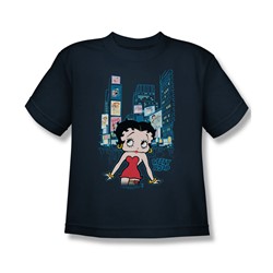 Betty Boop - Boop Square Big Boys T-Shirt In Navy