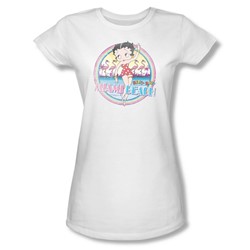 Betty Boop - Miami Beach Juniors T-Shirt In White