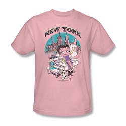 Betty Boop - Singing In New York Adult T-Shirt In Pink