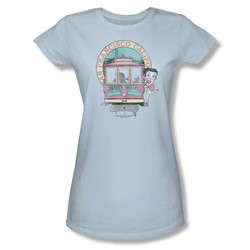Betty Boop - Betty's Trolley Juniors T-Shirt In Light Blue