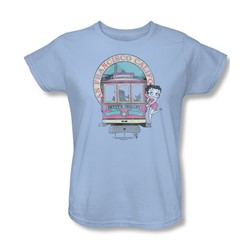 Betty Boop - Betty's Trolley Womens T-Shirt In Light Blue