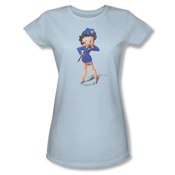 Betty Boop - Officer Boop Juniors T-Shirt In Light Blue