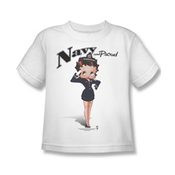 Betty Boop - Navy Boop Juvee T-Shirt In White