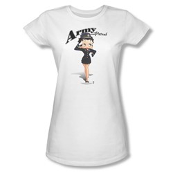 Betty Boop - Army Boop Juniors T-Shirt In White