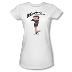 Betty Boop - Marine Boop Juniors T-Shirt In White