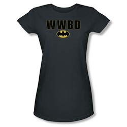 Batman - Wwbd Logo Juniors T-Shirt In Charcoal
