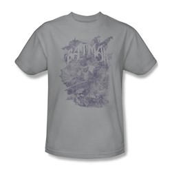 Batman - Pencil Bat Collage Adult T-Shirt In Silver