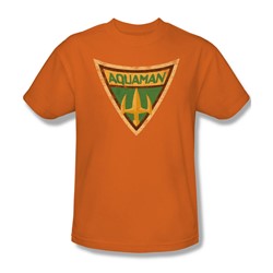 Batman - Aquaman Shield Adult T-Shirt In Orange