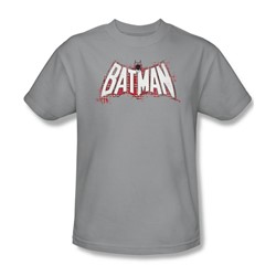 Batman - Plaid Splat Logo Adult T-Shirt In Silver