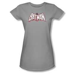 Batman - Plaid Splat Logo Juniors T-Shirt In Silver