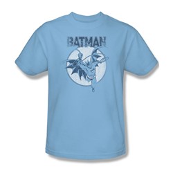 Batman - Swinging Bat Adult T-Shirt In Light Blue