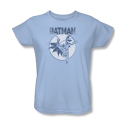 Batman - Swinging Bat Womens T-Shirt In Light Blue