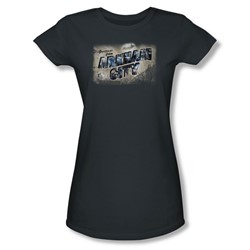 Batman: Arkham City - Greetings From Arkham Juniors T-Shirt In Charcoal