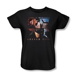 Batman: Arkham City - Escape Is Impossible Womens T-Shirt In Black