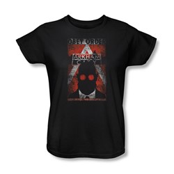 Batman: Arkham City - Obey Order Poster Womens T-Shirt In Black