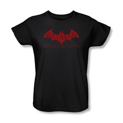 Batman: Arkham City - Red Bat Womens T-Shirt In Black