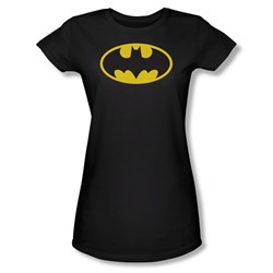 Batman - Classic Batman Logo Juniors T-Shirt In Black