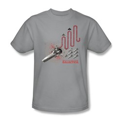 Battlestar Galactica - Red Squadron Splatter Adult T-Shirt In Silver