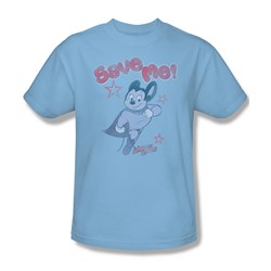 Mighty Mouse - Save Me Adult T-Shirt In Light Blue