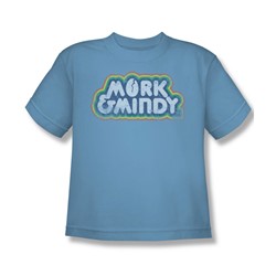 Mork & Mindy - Distressed Mork Logo Big Boys T-Shirt In Carolina Blue