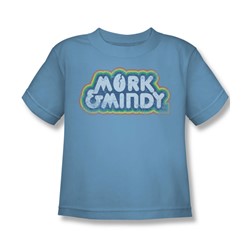 Mork & Mindy - Distressed Mork Logo Juvee T-Shirt In Carolina Blue