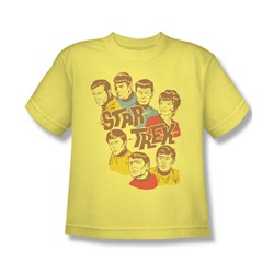 Star Trek - Retro Illustrated Crew Big Boys T-Shirt In Banana
