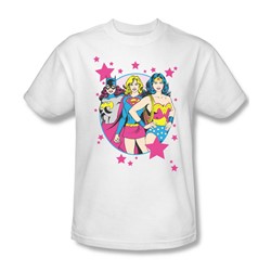 Justice League - Girls Are Superior Adult T-Shirt In White Sheer