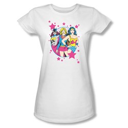 Justice League - Girls Are Superior Juniors T-Shirt In White Sheer