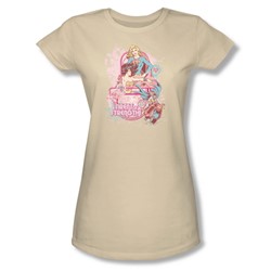 Justice League - Sirens Of Strength Juniors T-Shirt In Cream