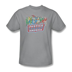 Justice League - Jla Lineup Adult T-Shirt In Silver