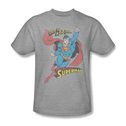 Superman - On The Job Adult T-Shirt In Heather