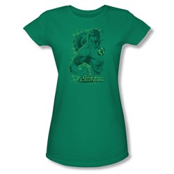 Green Lantern - Pencil Energy Juniors T-Shirt In Kelly Green