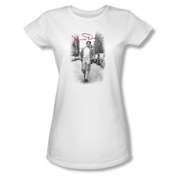 James Dean - Street Distressed Juniors T-Shirt In White